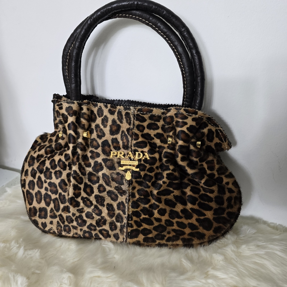 Prada Brown Leopard Print Shoulder Bag